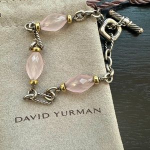 David Yurman Figaro Sterling Silver/ 18k gold Rose Quartz Bracelet